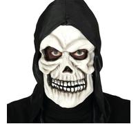 Carnevale halloween maschera da scheletro teschio in PVC con cappuccio nero