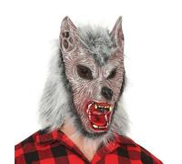 CARNEVALE HALLOWEEN MASCHERA IN LATTICE CON PELO LUPO WOLF WEREWOLF 20502