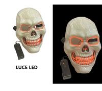 CARNEVALE HALLOWEEN MASCHERA SCHELETRO TESCHIO SKUL PLASTICA CON LUCI LED PURGA