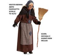 CARNEVALE HALLOWEEN NATALE VESTITO COSTUME BEFANA TAGLIA UNICA ADULTO T42/52
