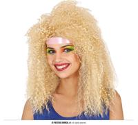 CARNEVALE HALLOWEEN PARRUCCA CURLY RICCI BIONDI WIG ANNI 70'S 80'S COSPLAY 48037