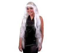 CARNEVALE HALLOWEEN PARRUCCA LISCIA LUNGA 90 CM BIANCA WHITE LONG WIG ELISA