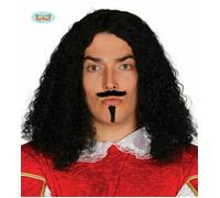 CARNEVALE HALLOWEEN PARRUCCA MOSCHETTIERE BAFFI E PIZZETTO EPOCA NERA UOMO 4573