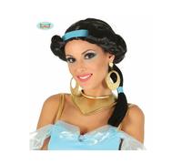 CARNEVALE HALLOWEEN PARRUCCA NERA PRINCIPESSA JASMINE BLACK WIG COSPLAY 4510