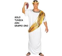 CARNEVALE HALLOWEEN VESTITO ANTICO ROMANO IMPERATORE CESARE ADULTO DRAPPO ORO