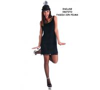 CARNEVALE HALLOWEEN VESTITO CHARLESTON NERO CON FRANGE E SPALLINE 83433