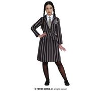CARNEVALE HALLOWEEN VESTITO COSTUME MERCOLEDI ADDAMS WEDNESDAY SERIE TV SCUOLA