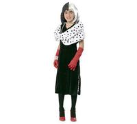 CARNEVALE HALLOWEEN VESTITO CRUDELIA DEMON ADULTOA BAMBINA CRUELLA DE VIL FYASA