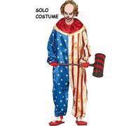 CARNEVALE HALLOWEEN VESTITO KILLER CLOWN HORROR AMERICAN CLOWN BAMBINO ADULTO
