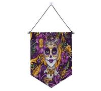 Carnevale Mardi Gras Giallo Viola Maschera da appendere alla parete banner con asta telescopica divertente banner decorazioni da cortile all'aperto per porte, pareti, finestre, giardini, cortile