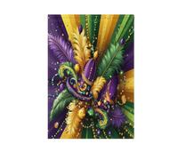 Carnevale Mardi Gras Giallo Viola Maschera vacanze cantiere bandiere per esterno cortile di Natale banner per Yard decorazione 28x40 doppia faccia