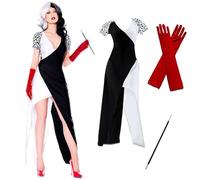 Carnevale Nero Bianco Vestito,Cardigan Vestito,Anime Cosplay Carnevale Costume Donna per il Donne Cosplay di Halloween il Carnevale del Male(L)