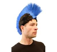 Carnevale: Parrucca Colore Blu, Punk, taglio Mohawk/Irochese,Anarchia