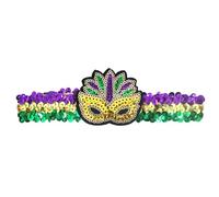 Carnevale tricolore oro viola verde brillante apertura con accessori danza party performance fascia carnevale outfit (viola scuro, taglia unica)