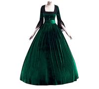 Carnevale Veneziano Donna Abito, Abito da Donna in Stile Cortigiana con Pizzo Patchwork e Colletto Elegante Maniche Tre Quarti per Eventi Speciali