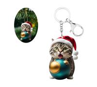 Carniee Portachiavi Natale Graziosi Gatti per Albero in Acrilico Decorazione per Albero di Natale Party Fornitura Adatto a Vari Eventi Festivi Regalo Multicolore A