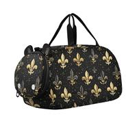 Carnival Fleur-de-lis Gold Black Duffel Borse da palestra con scomparto per scarpe leggero Weekend Borsa da viaggio per viaggi, sport, fitness e allenamento bolso viajero