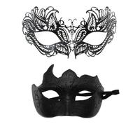 Carnival Masque - 2 mascherine retrò per lui e per lei, con glitter, per feste per donne e uomini