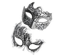 Carnival Masque - Set di 2 mascherine per il viso vintage, scintillanti, cosplay per Halloween e carnevale