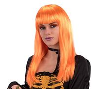 Carnival Toys 2497 Parrucca Lunga Liscia con Frangia, Arancio, Taglia Unica