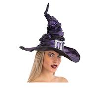 Carnival Toys Cappello strega viola in tessuto arricciato fibbia h. cm. 42 ca. cartellino etichetta