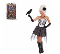 Carnival Toys Costume da Scheletrina Sexy Abito Vestito da Scheletro in Raso