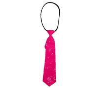 Carnival Toys Cravatta in raso e paillettes rosa fluo elastico