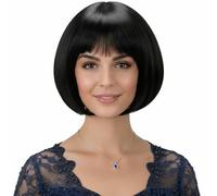 Parrucca Lovely nera caschetto nero con frangia