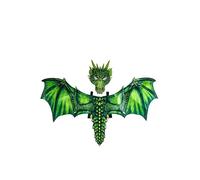 Carnival Toys SET DRAGO VERDE BIMBO IN TESSUTO (ALI H.cm.60X96 CA E MASCHERA) IN BUSTA CON CAVALLOTTO