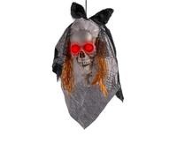 Carnival Toys- Testa Scheletro Sposa D'APPENDERE H.CM.30 CA.con LUCI (Batteria Incluse) con CARTELLINO/Etichetta, Colore Bianco, 1