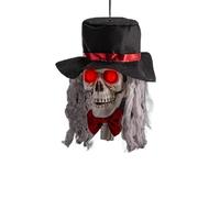 Carnival Toys- Testa Scheletro Sposo D'APPENDERE H.CM.30 CA.con LUCI (Batteria Incluse) con CARTELLINO/Etichetta, Colore Bianco, 1