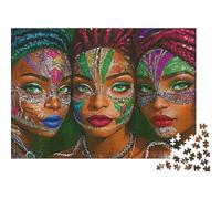 CarnivalMaskArt Puzzle for Adults & Kids: Group with Green Face Paint 1000Pc Educational Games for Wall Decor 38x26cm/1000pcs
