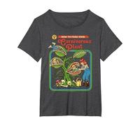Carnivorous Plant Sci Fi Retro Vintage Funny Adult Humor Maglietta, Donna Plus-Size, Grigio Scuro, 2X