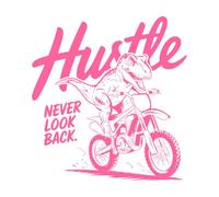 carnotaurus in sella a una moto da cross con tipografia vintage Adesivi murali 42x44.5cm È possibile modificare e aggiungere informazioni Rosa