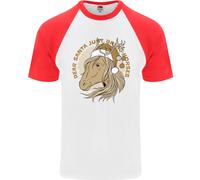 Caro Babbo Natale Divertente Cavallo Equestre Natale Uomo S/S Maglietta Baseball