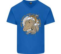 Caro Babbo Natale Divertente Cavallo Equestre Natale Uomo Scollo A V T-Shirt