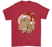 Caro Babbo Natale Divertente Cavallo Equestre Natale Uomo T-Shirt 100% Cotone
