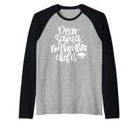 Caro Babbo Natale, Mio Fratello l'ha Fatto, Divertente, Natale Abbinato alla Famiglia Maglia con Maniche Raglan