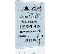 Caro Babbo Natale, prima che ti spieghi quanto ne sai già? Decorazioni natalizie divertenti in metallo per bar, caffè, negozi, casa, decorazioni artistiche per interni ed esterni, poster da parete,