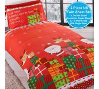Caro Babbo Natale Set Copripiumino Rosso - Junior 4 IN 1, Singolo E Doppio
