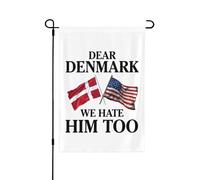 Caro Danimarca, anche noi lo odiamo. Bandiere 28x40 pollici, striscione bifacciale da giardino, senza asta portabandiera.