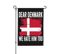 Caro Danimarca, lo odiamo anche noi. Supporto per bandiera con bandiere da giardino della Groenlandia, 12 * 18 pollici, stendardo bifacciale senza asta.
