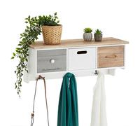 CARO-Möbel Appendiabiti da parete Salva in bianco in stile vintage alla moda, moderno appendiabiti, con 3 cassetti e ganci