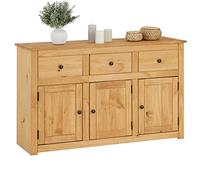 CARO-Möbel Cassettiera Cancun in stile rustico, credenza con 3 ante e cassetti, moderna credenza in pino massiccio con superficie cerata verniciata