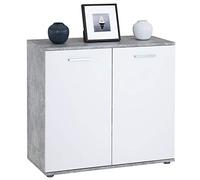 CARO-Möbel Cassettiera CHICAGO con 2 ante, moderna credenza effetto cemento/bianco, credenza multiuso per soggiorno