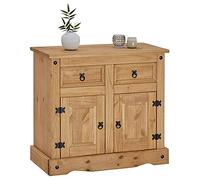 CARO-Möbel Cassettiera SALSA, cassettiera in pino massiccio tinto con 2 cassetti e 2 ante, stile rustico, casa di campagna, armadietto a buffet