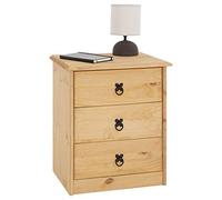 CARO-Möbel Comodino Barrio con 3 cassetti in stile country, comodino per letti a molle in pino, comodino in legno massello, casa di campagna