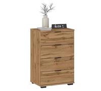 CARO-Möbel Comodino Piano Wotan Rovere, comodino per letti a molle, comodino con 4 cassetti e maniglie in plastica, corpo in MDF/truciolato