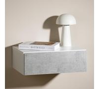 CARO-Möbel Comodino sospeso Anne con cassetto bianco e effetto cemento, apertura senza maniglie e salvaspazio grazie al montaggio a parete, robusto truciolato