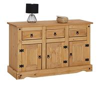 CARO-Möbel Credenza per salsa in stile messico, credenza in pino massiccio tinto con 3 cassetti e 3 ante